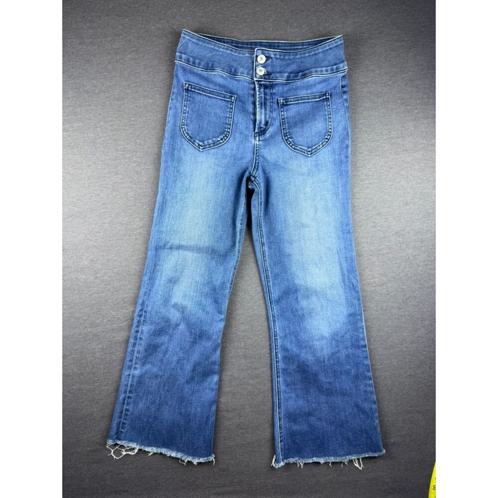 Tularosa Camilla Crop Flare Jeans Size 27 High Rise Raw Hem